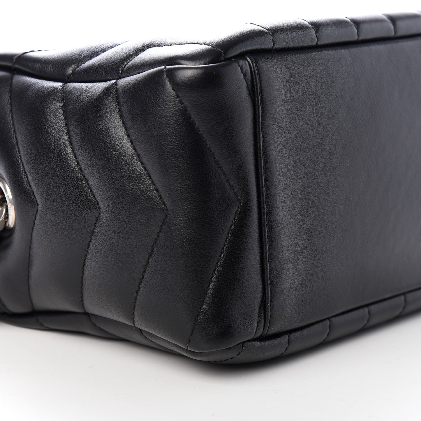 Calfskin Y Quilted Monogram Small Loulou Bowling Bag Black