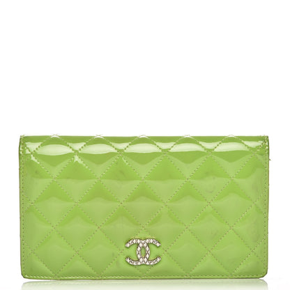 Chanel Patent Quilted Brilliant Yen Wallet Green 1 of 14