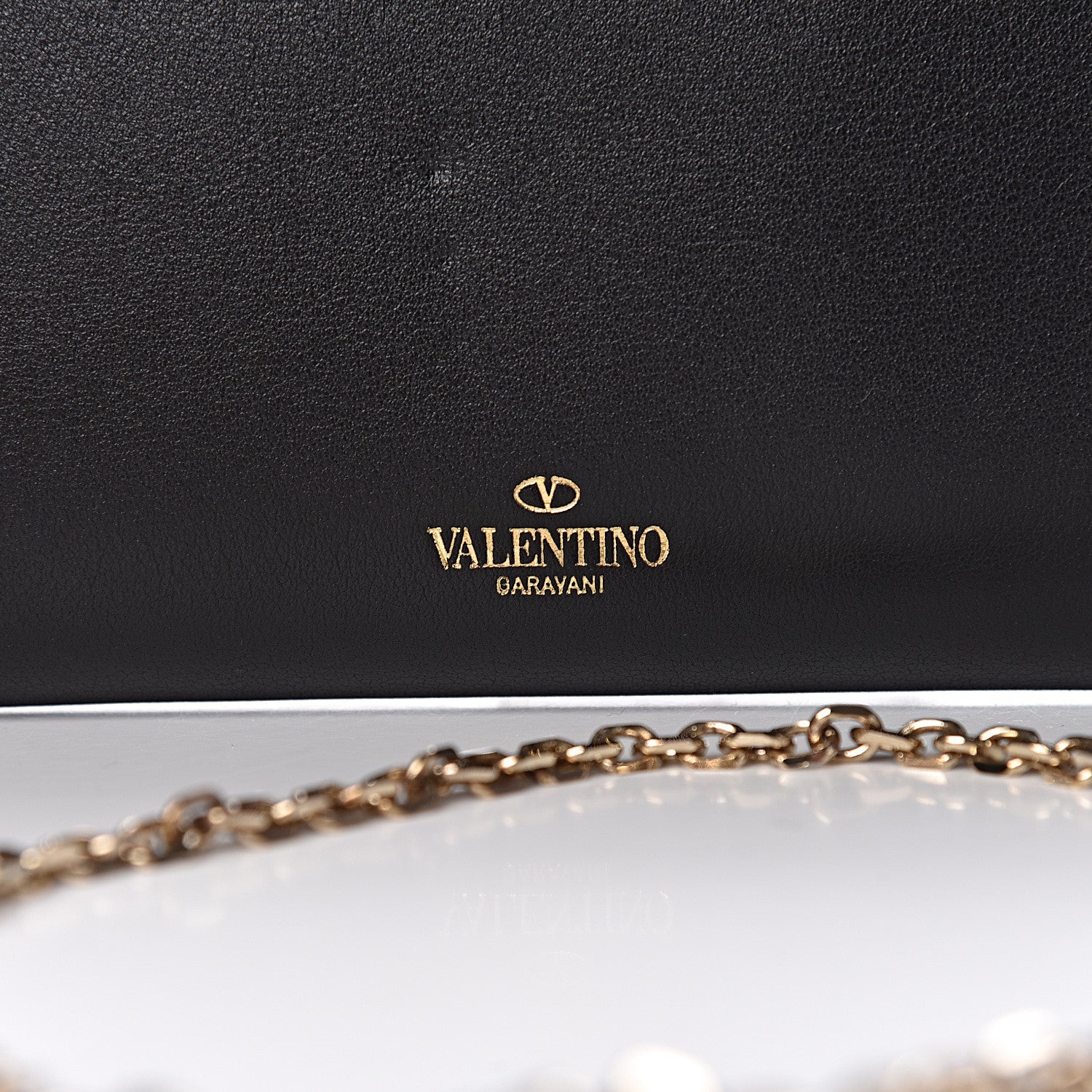 Valentino Garavani Vitello Small Rockstud Flap Wallet on Chain Black 11 of 11