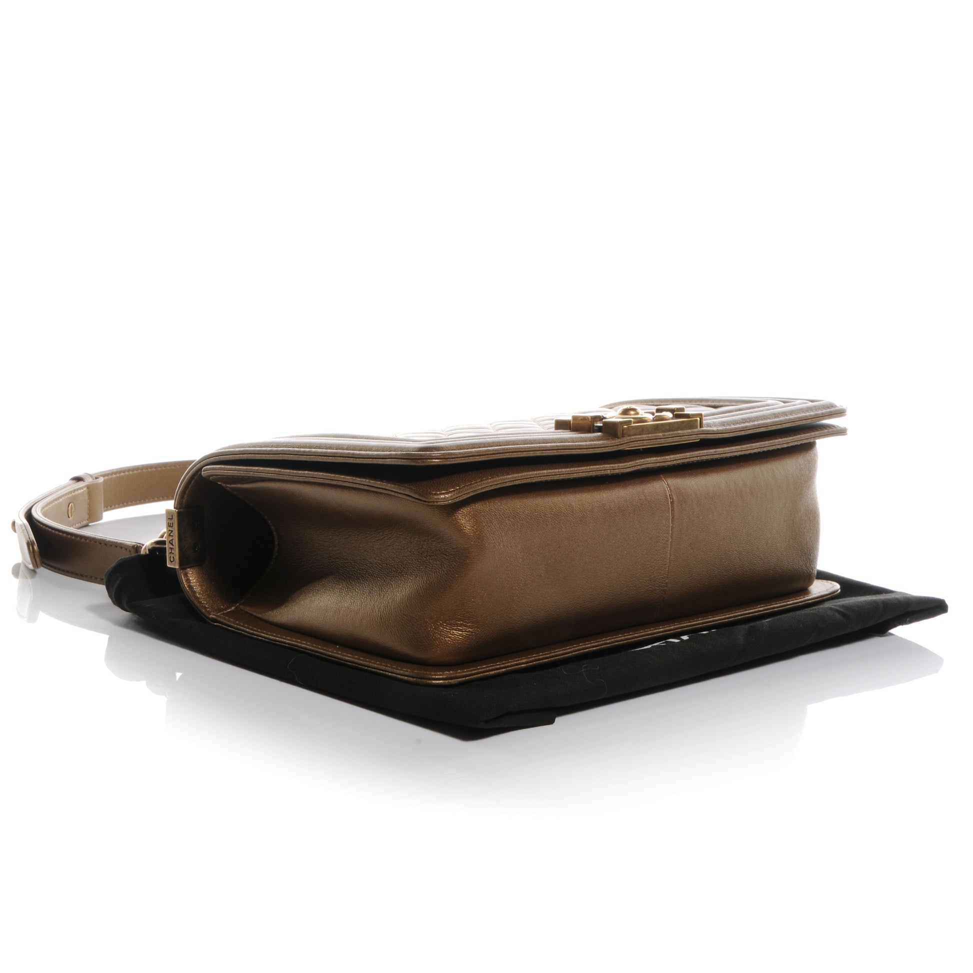Chanel Lambskin Quilted Medium Boy Flap Dark Gold 4 of 8