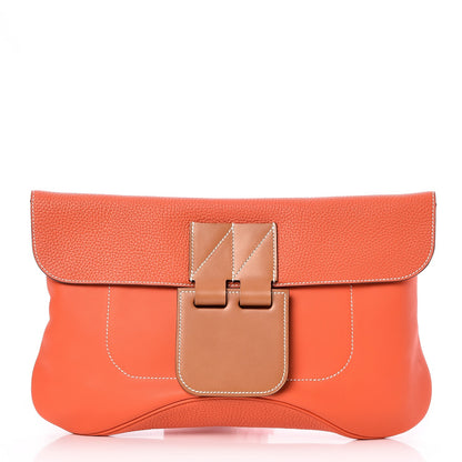Hermes Swift Taurillon Clemence Vache Hunter Virevolte Pochette Orange Poppy 1 of 8