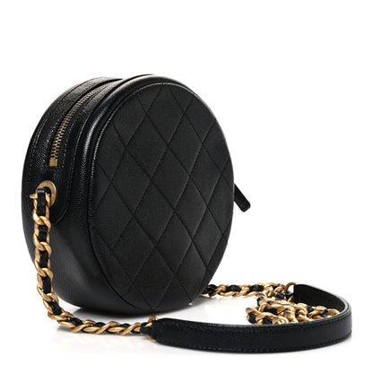 Chanel Caviar Quilted Small Round Bag With Chain Black 3 of 10