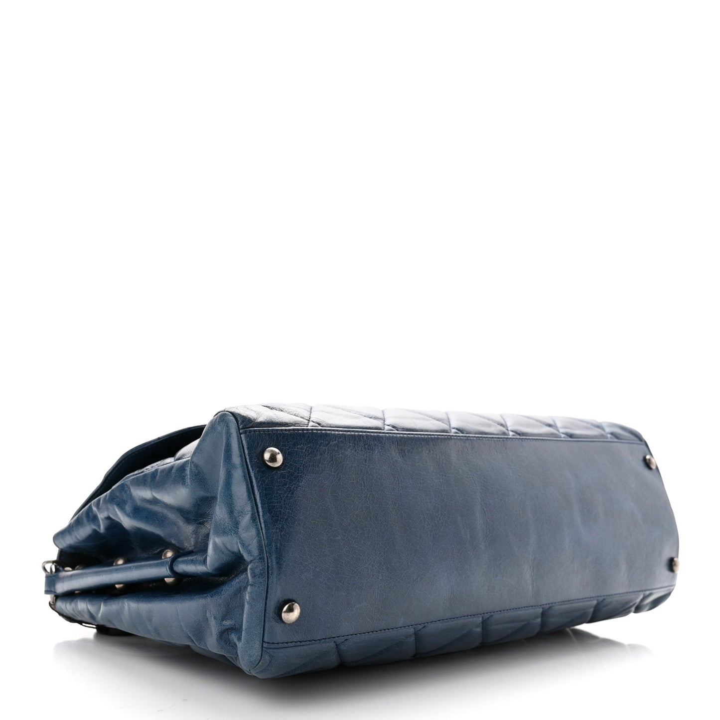 Glazed Calfskin Boy Satchel Flap Blue