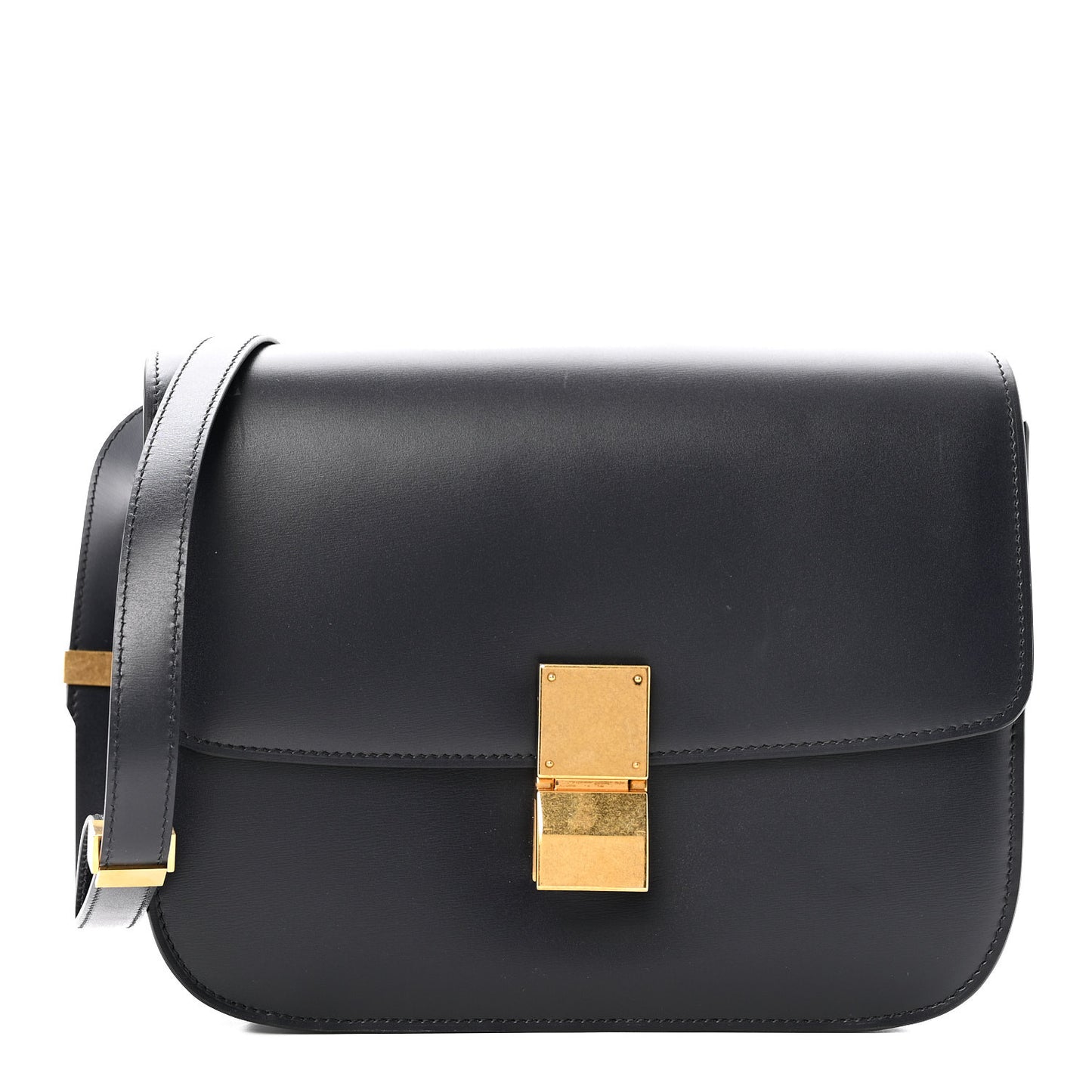 Box Calfskin Medium Classic Box Flap Bag Navy