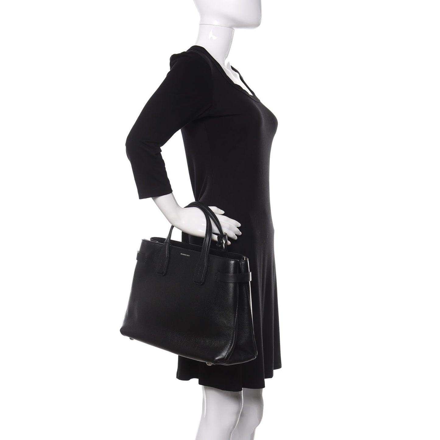Derby Calfskin House Check Medium Banner Tote Black