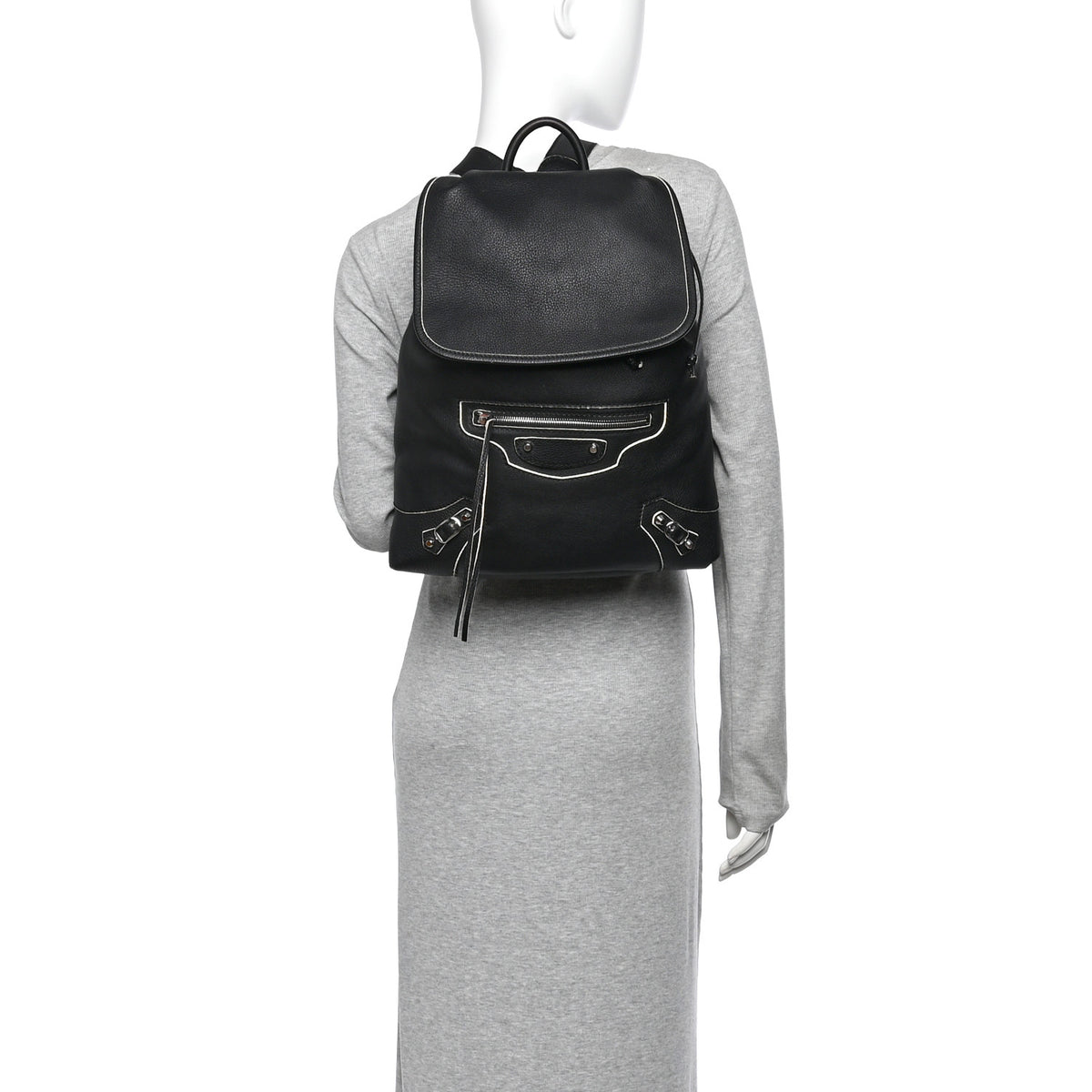 Balenciaga Veau Classic Silver Hardware Traveler Backpack Black 2 of 13