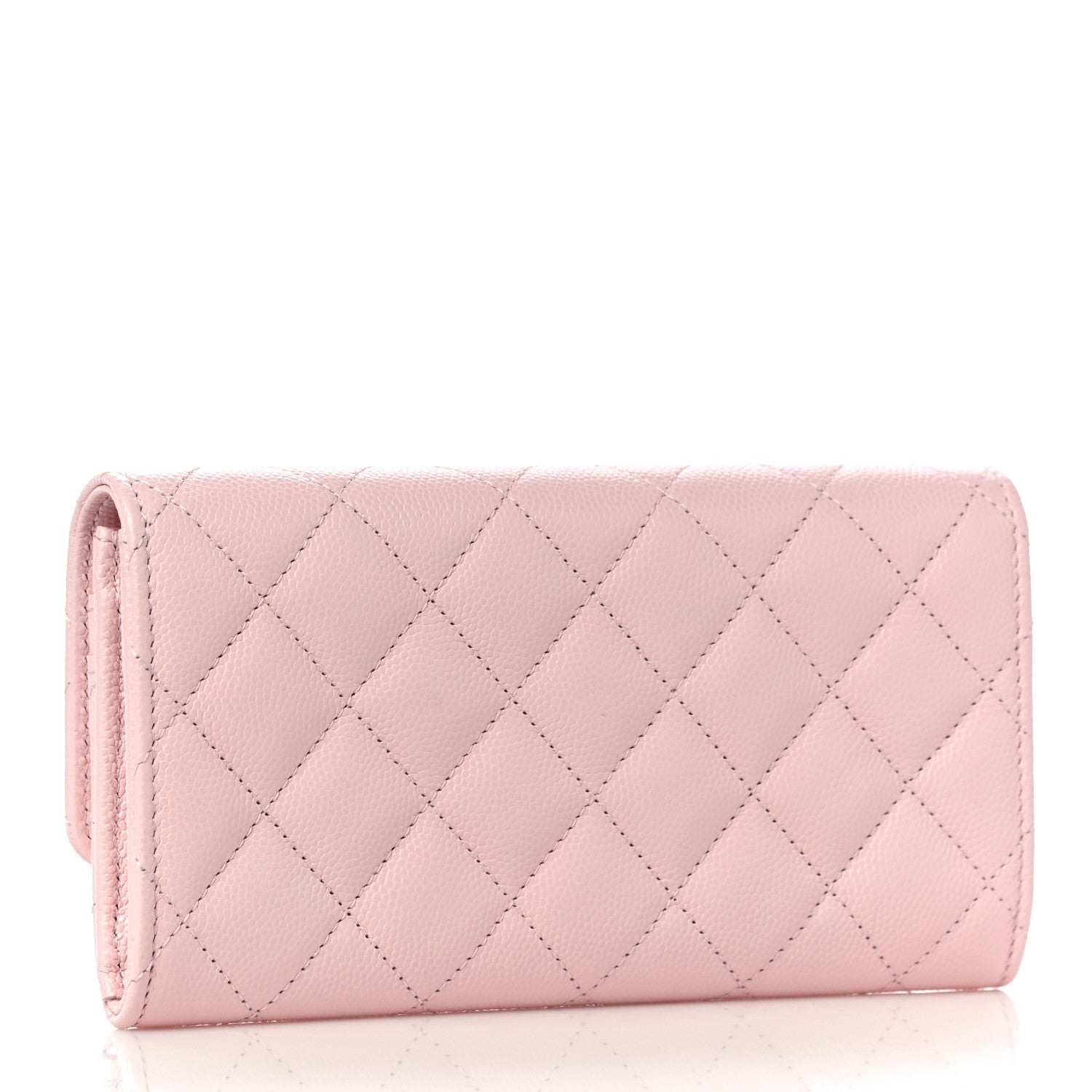 Chanel Caviar Quilted Crystal CC Large Gusset Flap Wallet Pink 3 of 11