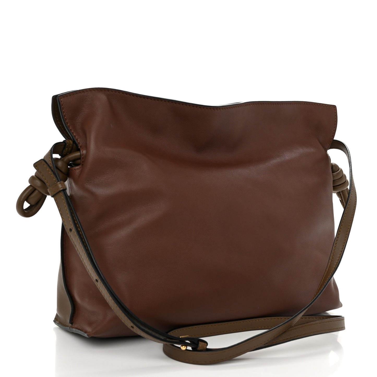 Nappa Medium Bi-Color Flamenco Knot Bag Brown