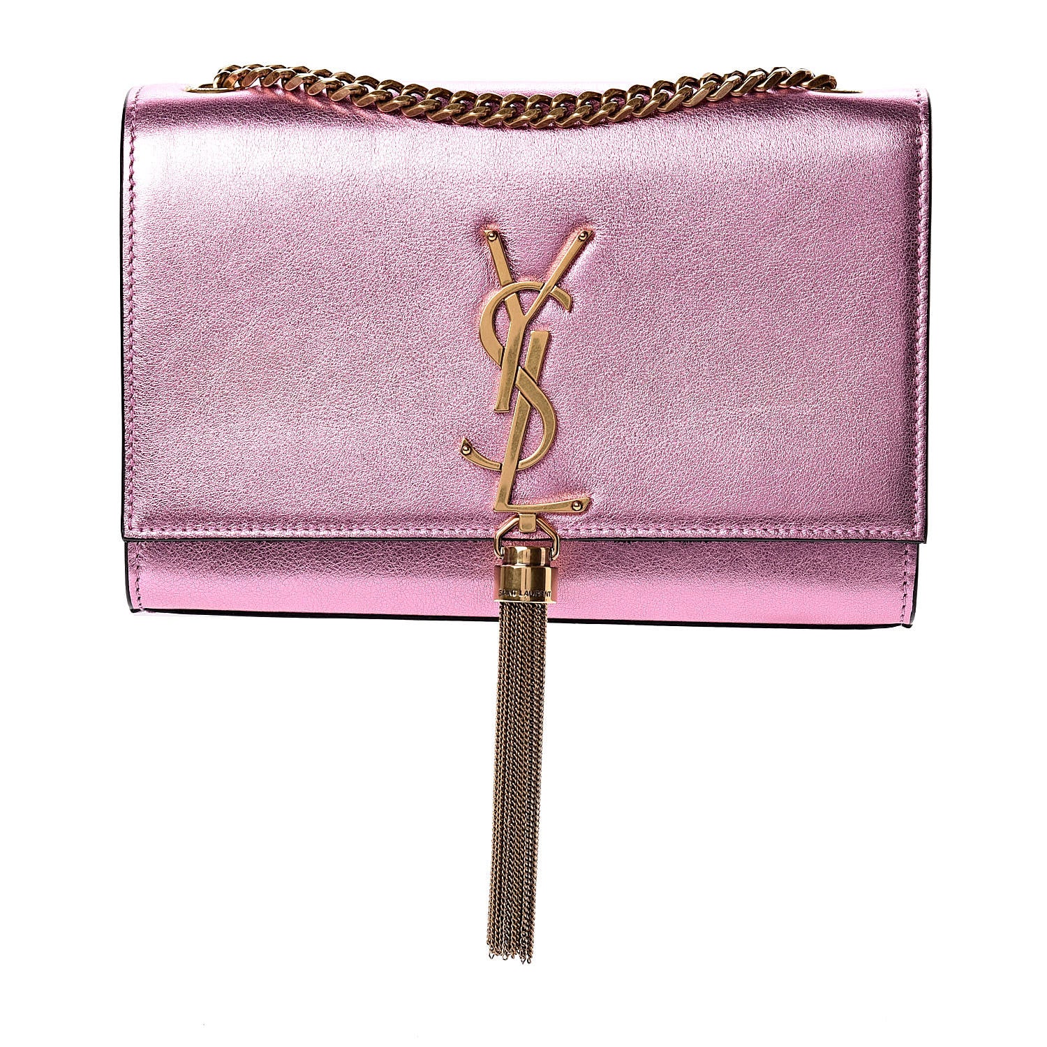 Saint Laurent Metallic Calfskin Small Classic Monogram Kate Tassel Satchel Pink 1 of 10