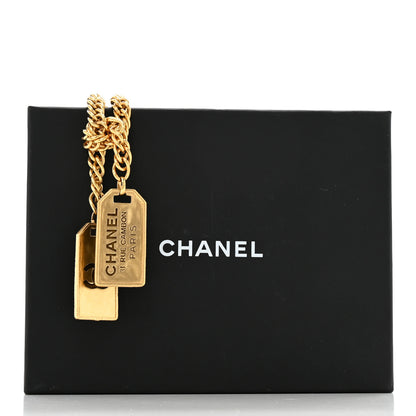 Chanel Metal ID Dog Tag Charm Necklace Gold 6 of 6