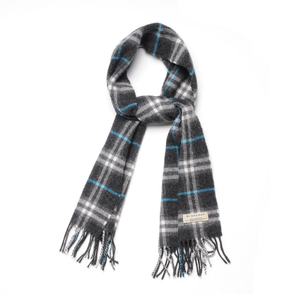 Burberry Lambswool Check Fringe Scarf Grey 1 of 5
