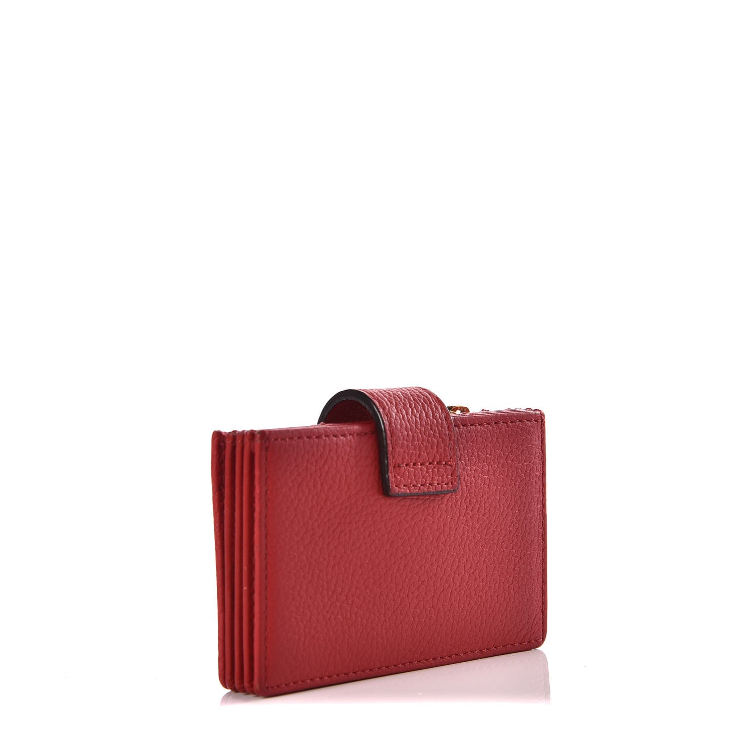 MCM Grained Calfskin Milla Accordion Card Case Red 2 of 9
