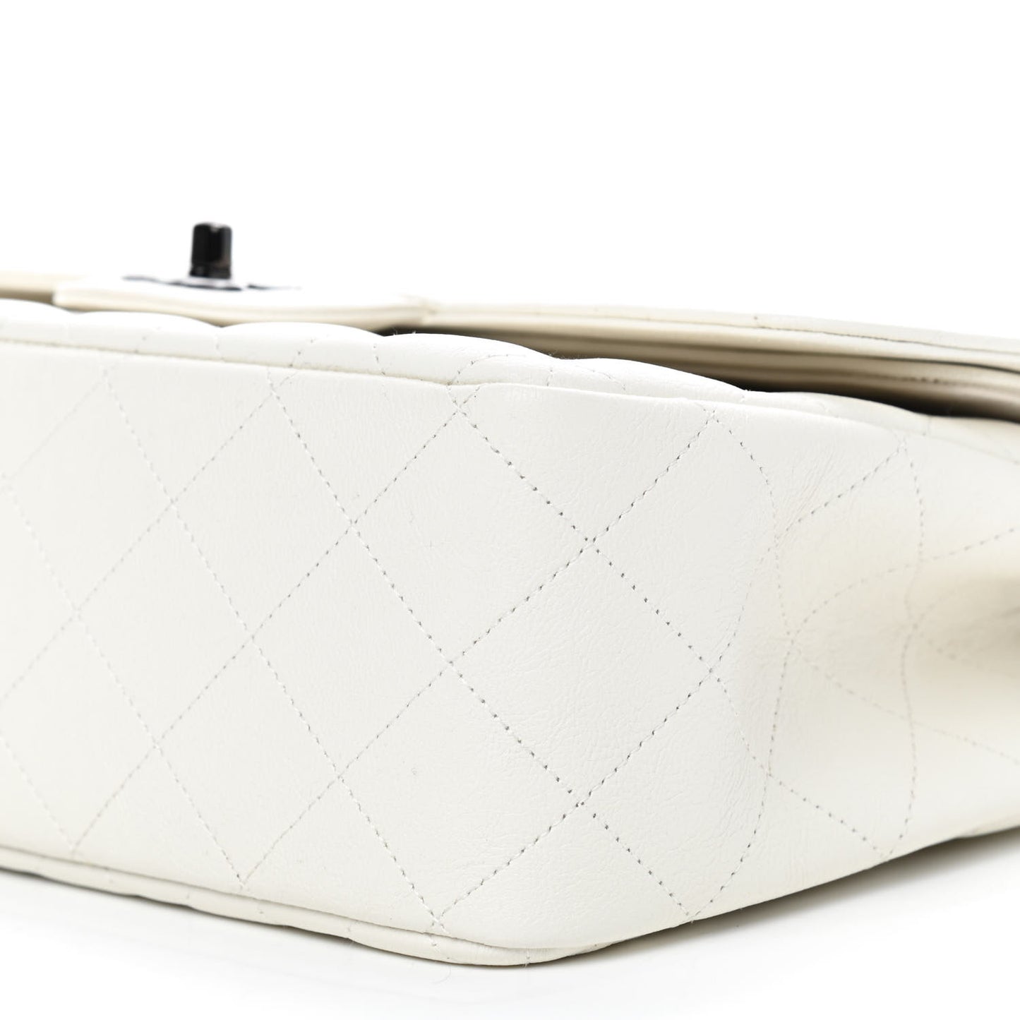Calfskin Quilted Jumbo Double Flap White