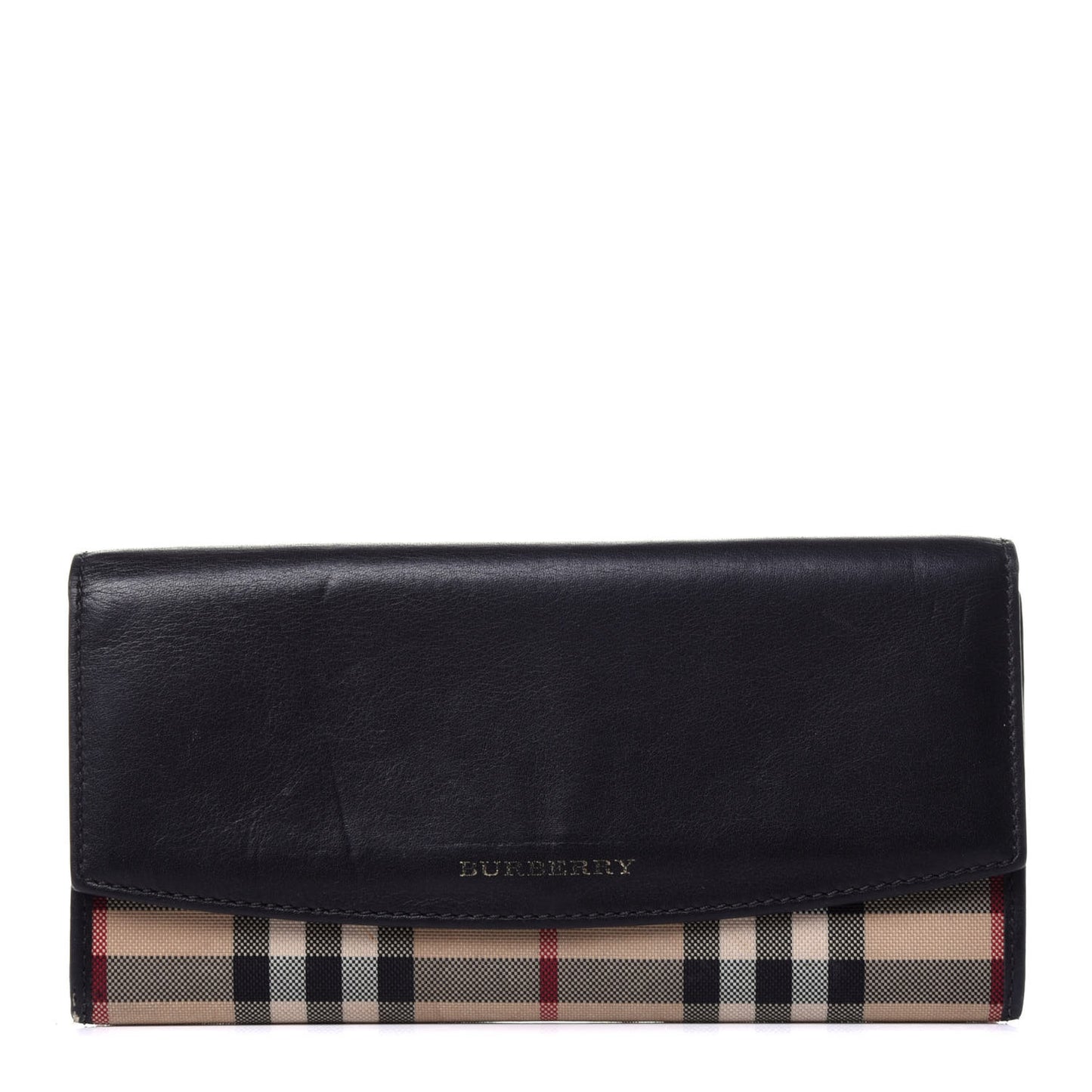 Calfskin Horseferry Check Porter Continental Wallet Black