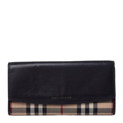 Burberry Calfskin Horseferry Check Porter Continental Wallet Black 1 of 12