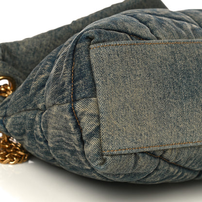 Saint Laurent Denim Quilted Small Loulou Puffer Monogram Chain Satchel Rodeo Blue 7 of 8