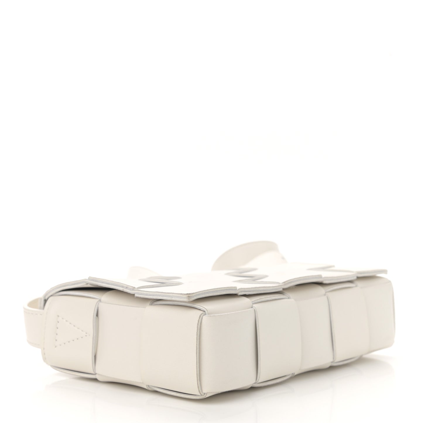 Lambskin Maxi Intrecciato Cassette Crossbody Bag White