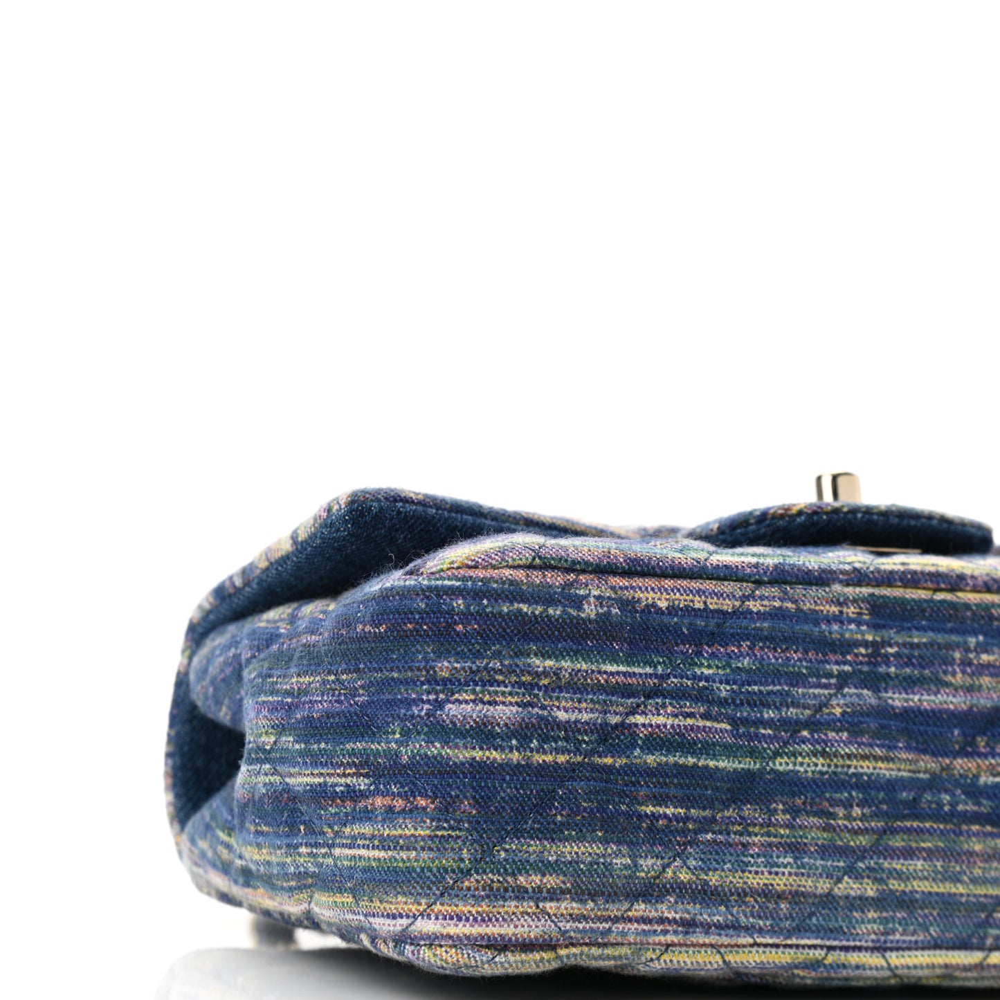 Striated Quilted Classics in Fabrics Mini Rectangular Flap Navy Yellow Purple Green Multicolor