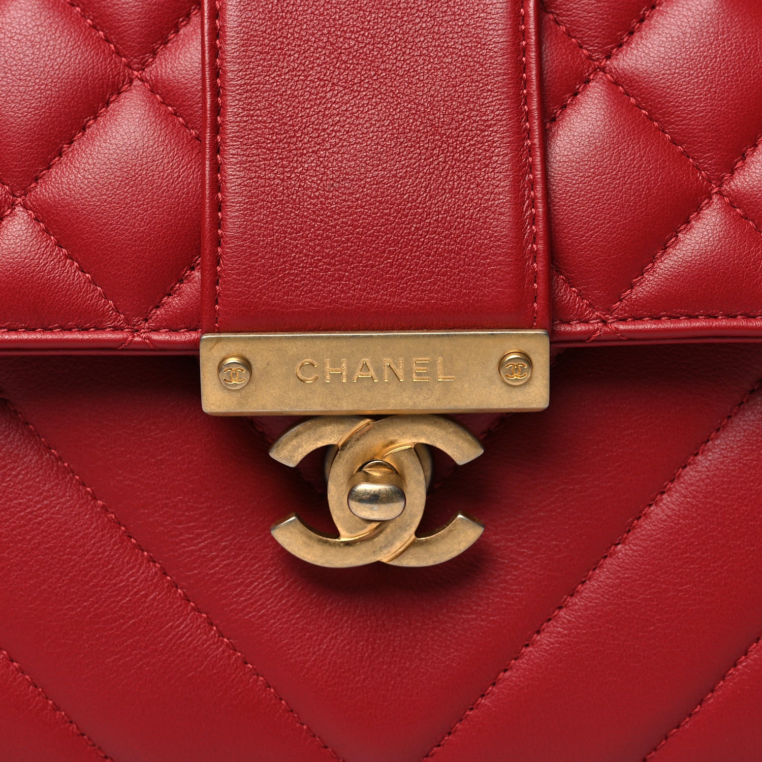 Chanel Calfskin Quilted Chevron In The City Bag Red 8 of 12