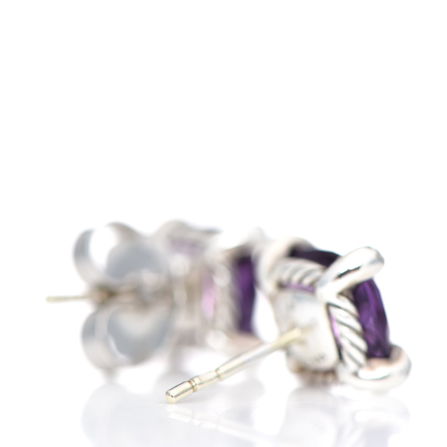 Sterling Silver Diamond Amethyst 9mm Chatelaine Earrings