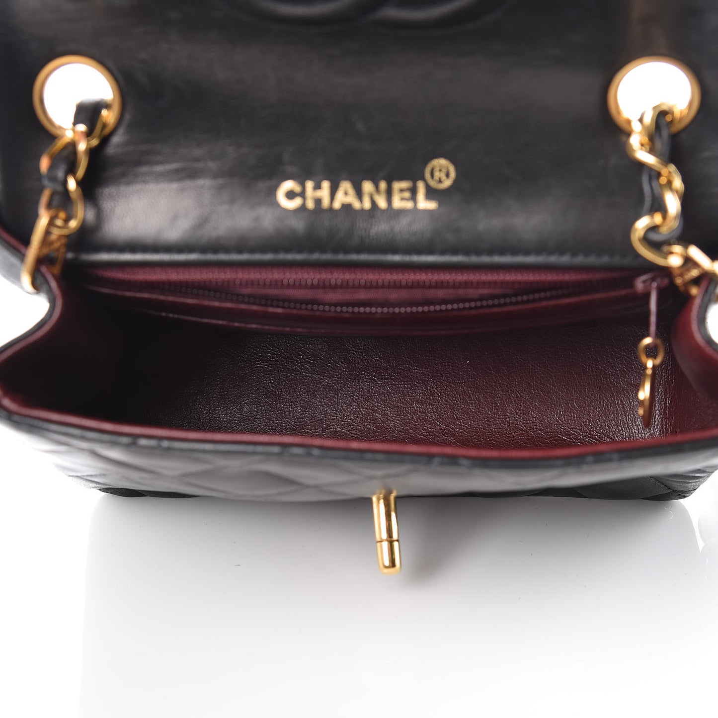 Lambskin Quilted Mini Square Flap Black