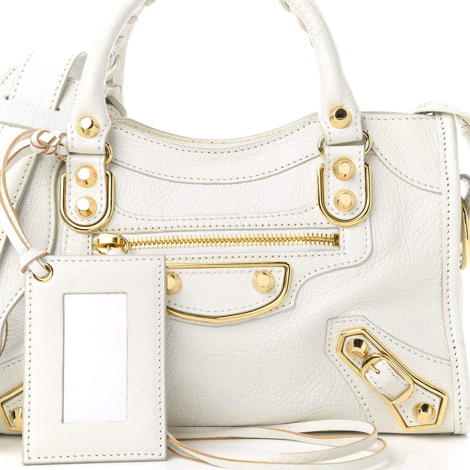 Balenciaga Chevre Gold Metallic Edge Hardware Mini City White 10 of 10