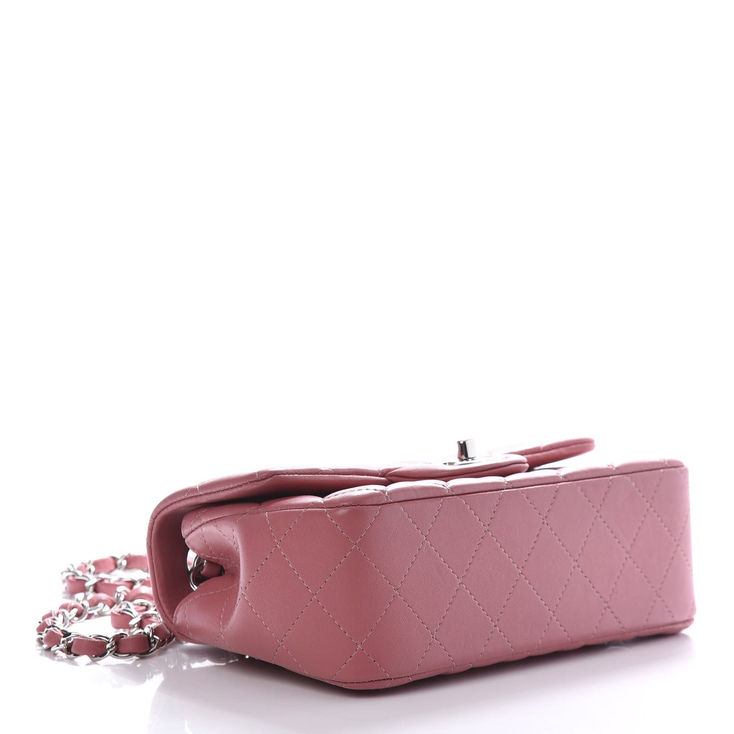 Lambskin Quilted Mini Rectangular Flap Pink