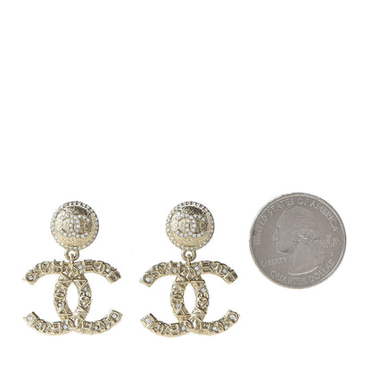 Chanel Crystal CC Drop Logo Earrings Gold 2 of 5