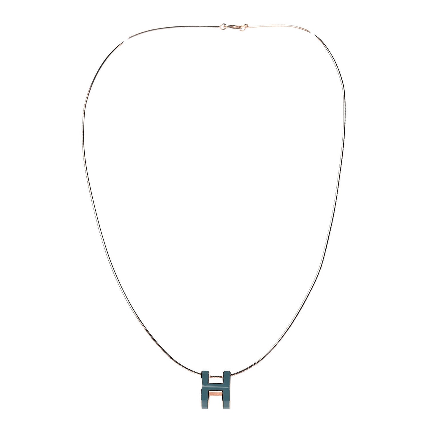 Lacquered Rose Gold Pop H Pendant Necklace Turquoise