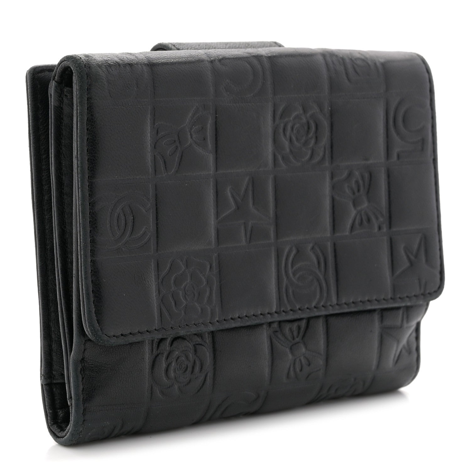 Chanel Calfskin Lucky Symbols Compact French Flap Wallet Black 3 of 10