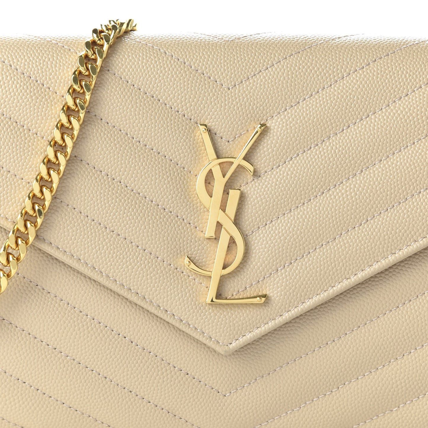 Grain De Poudre Matelasse Chevron Monogram Chain Wallet Nude Powder