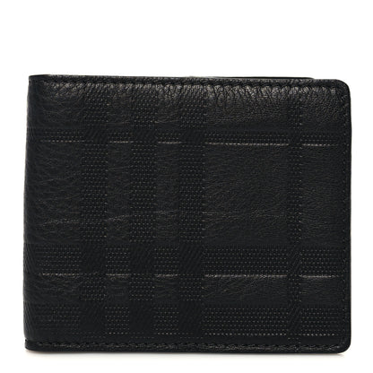 Burberry Signature Grain Calfskin Check Bi-Fold Wallet Black 1 of 8