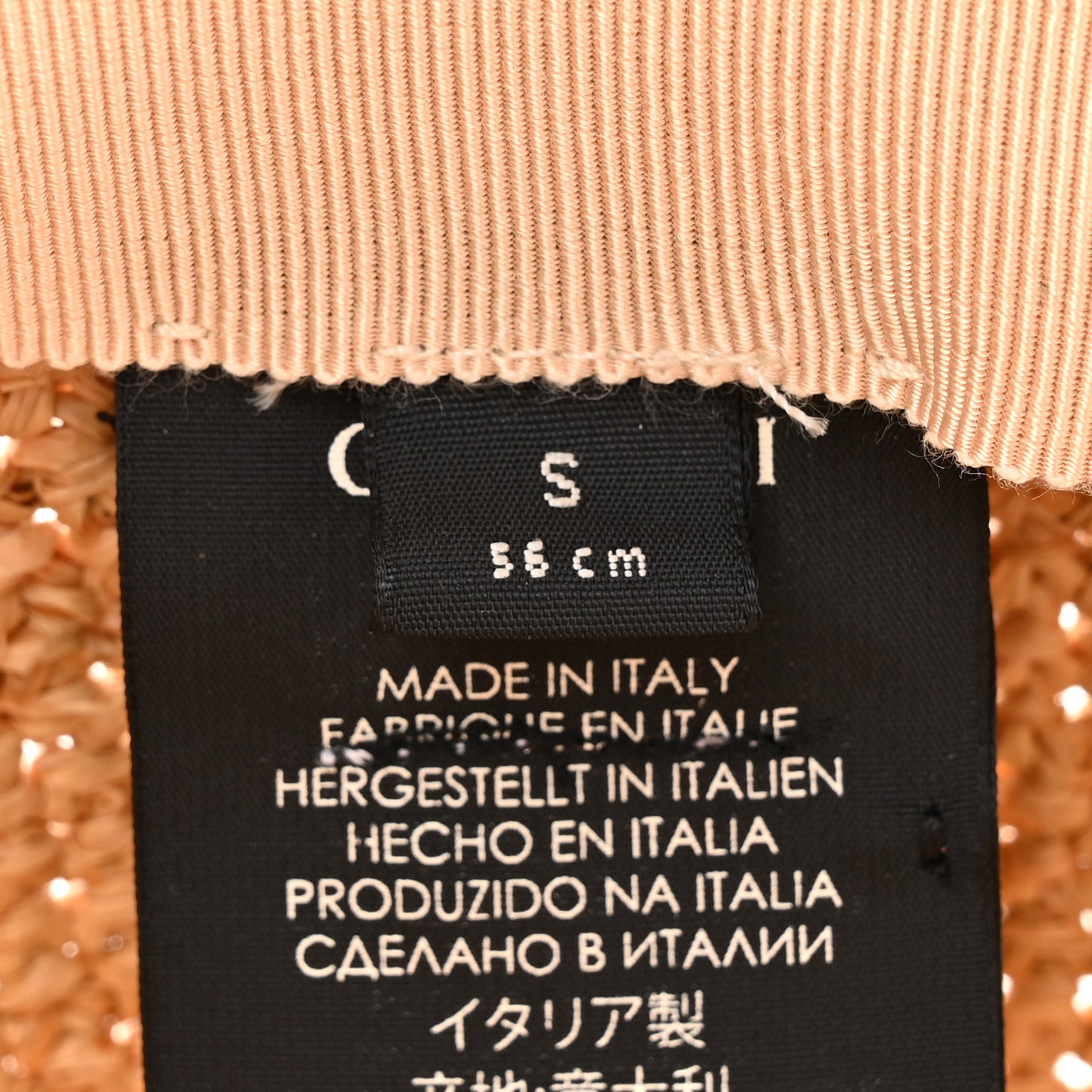 Raffia Double G Bucket Hat S Ivory