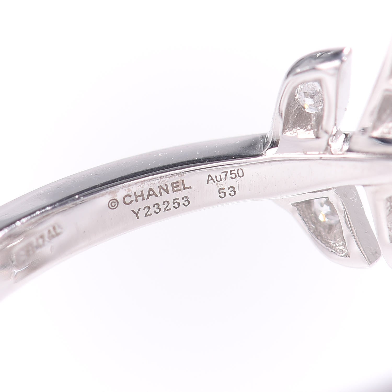 Chanel 18K White Gold Diamond Plume De Ring 53 6.25 5 of 6