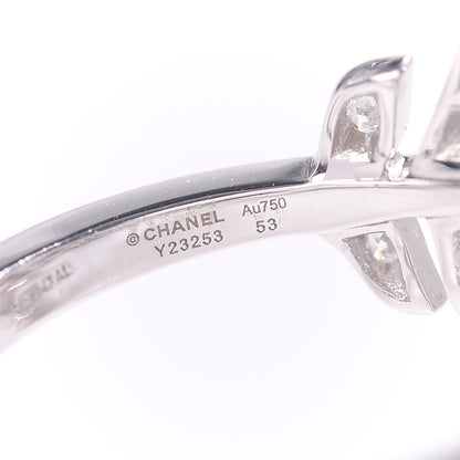 Chanel 18K White Gold Diamond Plume De Ring 53 6.25 5 of 6
