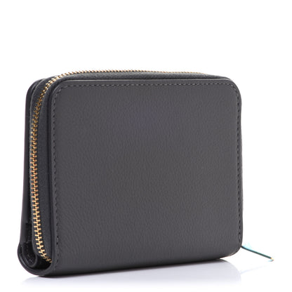 Saint Laurent Grained Calfskin Tiny Monogram Compact Zip Around Wallet Grey 3 of 10