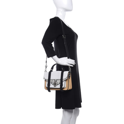 Proenza Schouler Lambskin Snakeskin Embossed Tiny PS1 Satchel Black Sand 2 of 8
