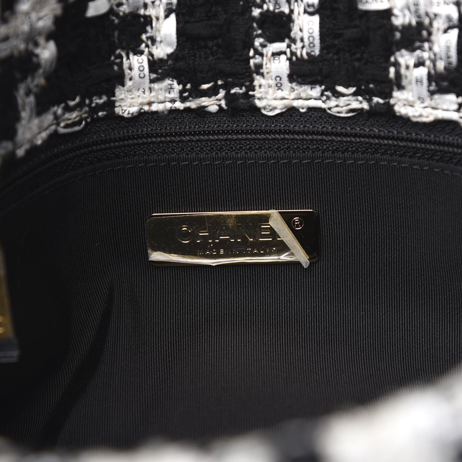 Chanel Tweed Quilted Large 19 Flap Black Ecru White 6 of 11