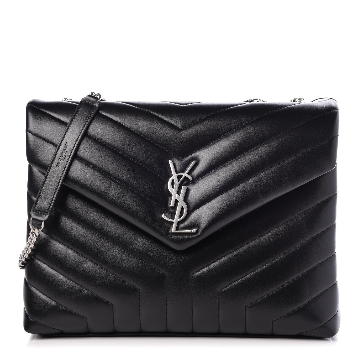Saint Laurent Calfskin Y Quilted Monogram Medium Loulou Chain Satchel Black 1 of 9