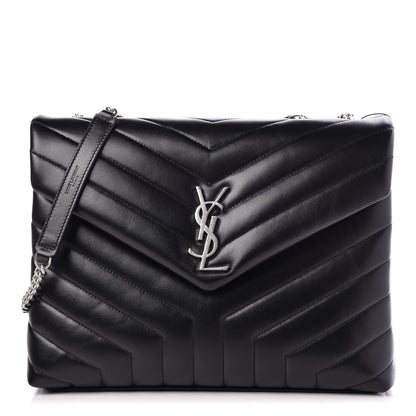 Saint Laurent Calfskin Y Quilted Monogram Medium Loulou Chain Satchel Black 1 of 9