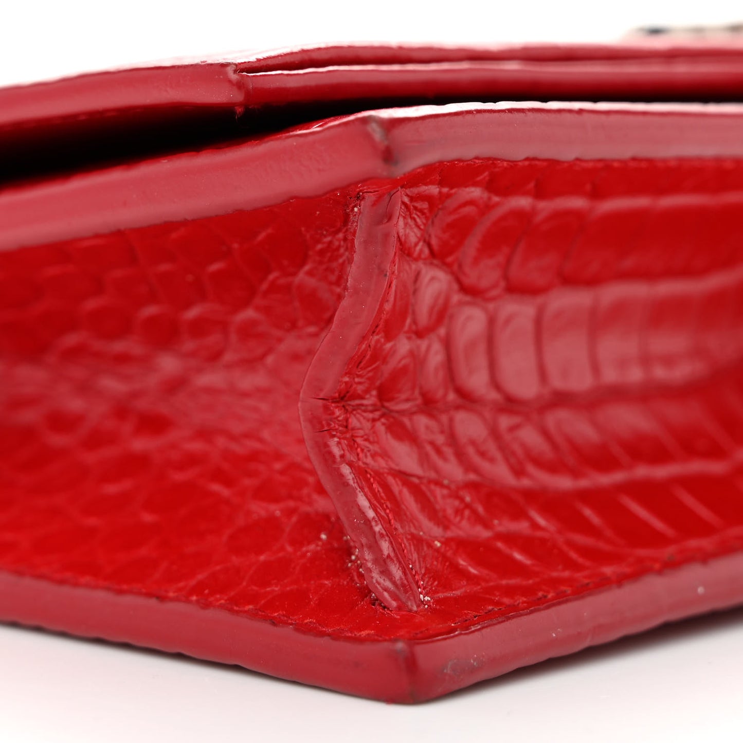 Calfskin Crocodile Embossed Kate Monogram Tassel Chain Wallet Red