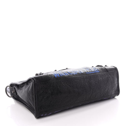 Balenciaga Agneau Arena Graffiti All Over Classic Hardware S City Black Bleu Violet 3 of 8