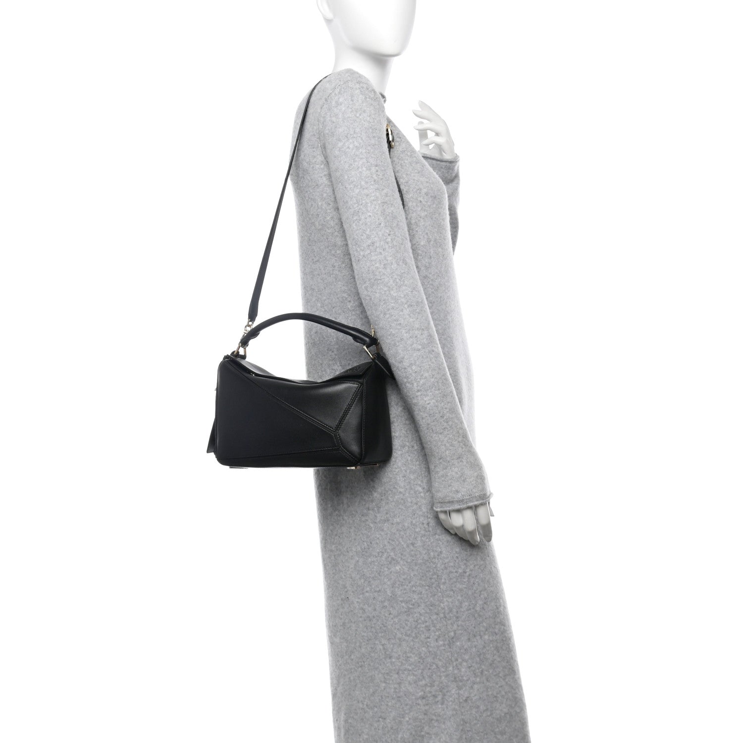 Loewe Nappa Lambskin Small Featherlight Puzzle Bag Black 2 of 10