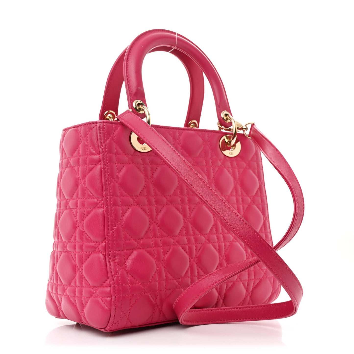 Lambskin Cannage Medium Lady Dior Fuchsia