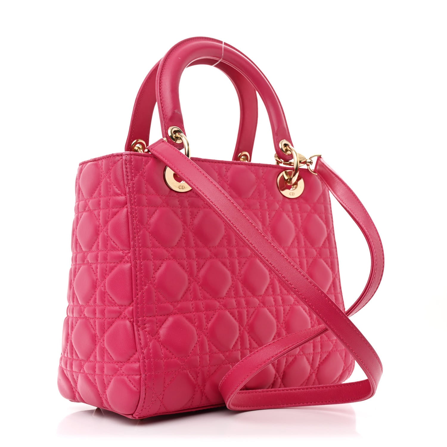 Christian Dior Lambskin Cannage Medium Lady Dior Fuchsia 3 of 11