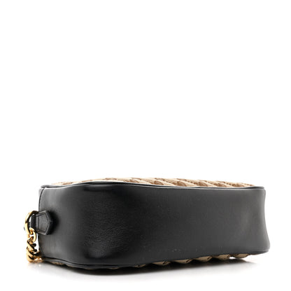 Gucci Monogram Matelasse Diagonal Small GG Marmont Chain Shoulder Bag Beige Black 4 of 10