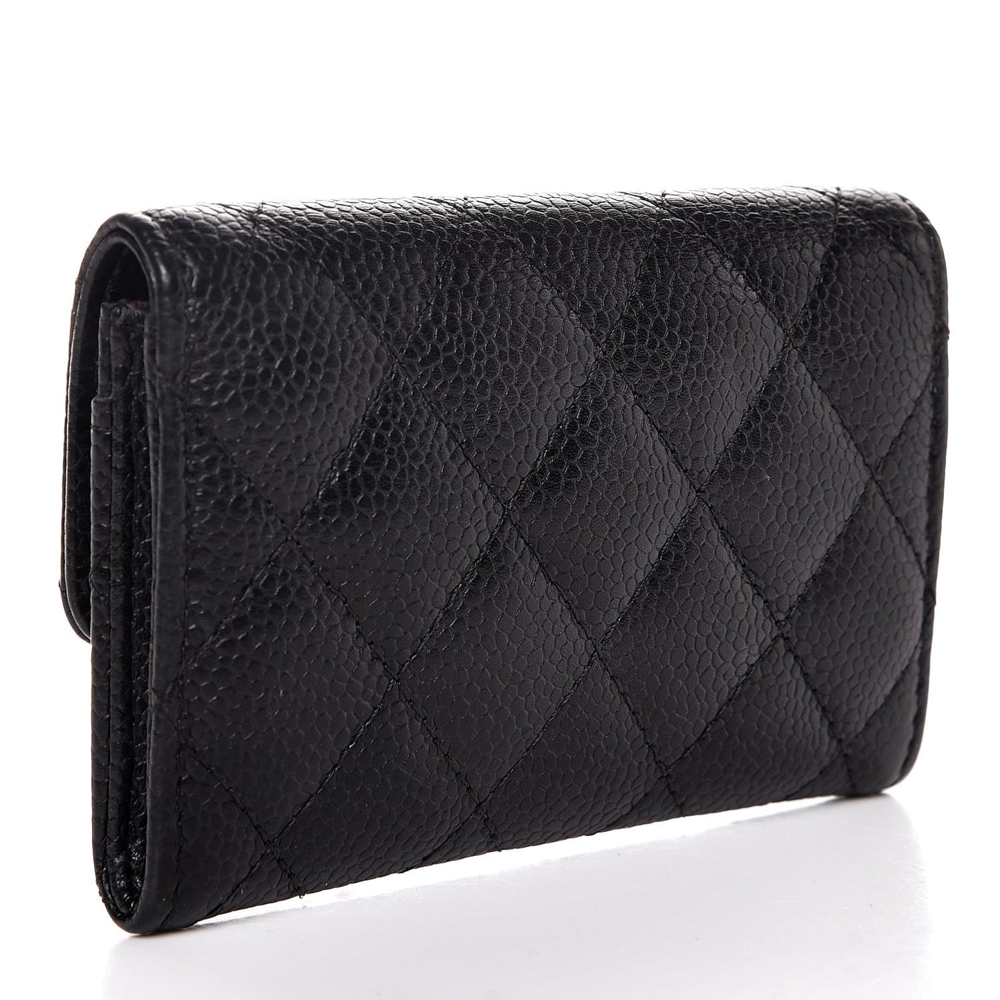 Caviar Quilted Flap Card Holder Black