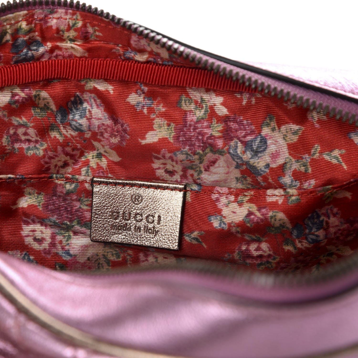 Gucci Laminated Nappa Trapuntata Small Zumi Shoulder Bag Rosa Lago Rame 6 of 10