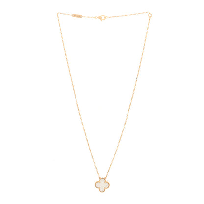 Van Cleef & Arpels 18K Yellow Gold Mother of Pearl Vintage Alhambra Pendant Necklace 3 of 5