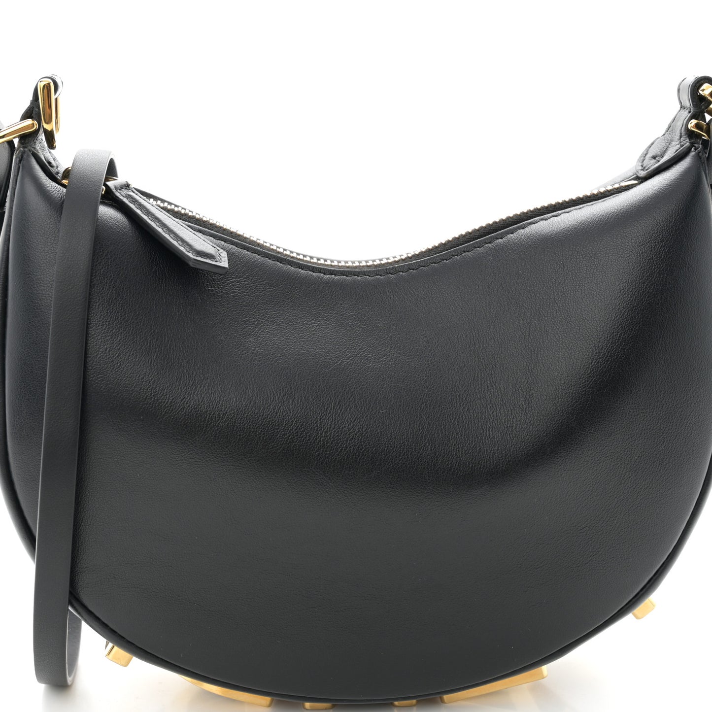 Vitello Grace Matte Mini Fendigraphy Hobo Bag Black